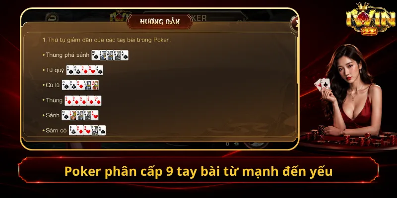 Poker phân cấp 9 tay bài từ mạnh đến yếu