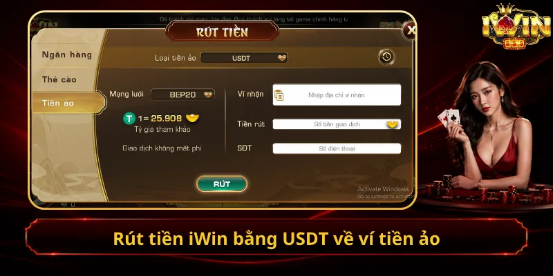 Rút tiền iWin bằng USDT về ví tiền ảo
